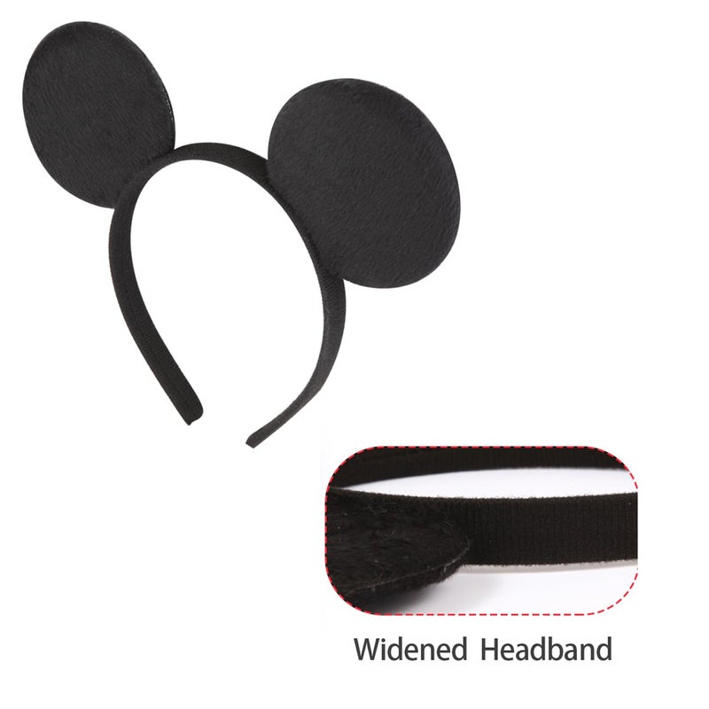 Charmory 2 Pcs Mouse Ears Headbands for Women Men Teen, Mouse Ears Bows Headbands for Princess Decoration Cosplay Birthday Christmas Party (Black x2) - Image 3